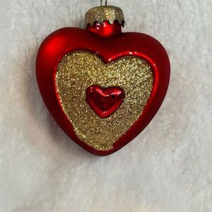 Vintage Thomas Pacconi Old World Christmas Red Heart Glass Ornament.